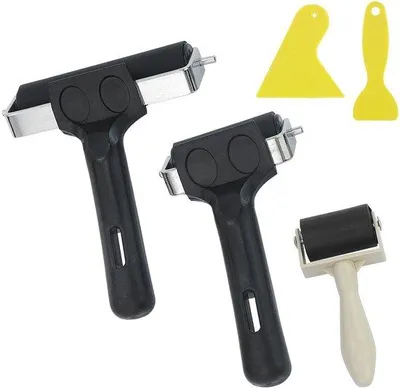 Produktbild von Gummirollen-Set – Andruckrolle – Linolrolle – 3,5/6/10 cm – Langlebiges Gummi – Kunststoffgriff – Andruckrolle