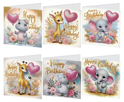 Diamond Painting Karten-Set Tiere 6er mit Umschlägen