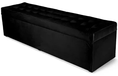 Produktbild von MG Design Polsterhocker Schwarz 45x160 cm - Stauraum 190L, bis 300 kg, sofort einsatzbereit, pflegeleicht, für Wohnzimmer & Flur