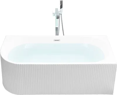 Obrázok produktu pre BELIANI Rohová vaňa ľavostranná matná biela akrylátová 170 x 80 cm drážkovaná povrchová úprava moderný štýl kúpeľňa