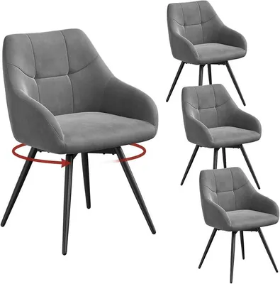 Imagen del producto de Juego de 4 sillas giratorias para comedor, sillas de cocina con reposabrazos