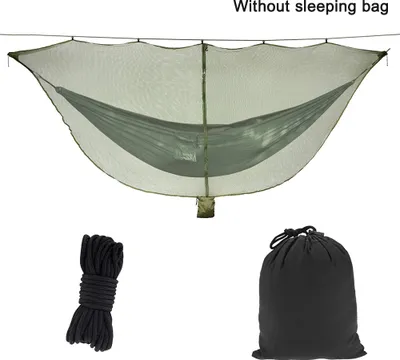 Produktbild von Ultraleichtes Moskitonetz Camping-Hängematte (3,4 m x 1,4 m), atmungsaktiv, schnell trocknend, Polyesternetz für 360-Grad-Schutz, keine Hängematte(Armeegrün)