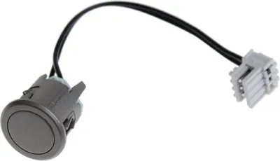 A single gray push-button sensor with a black wire and a gray connector, isolated on a white background.