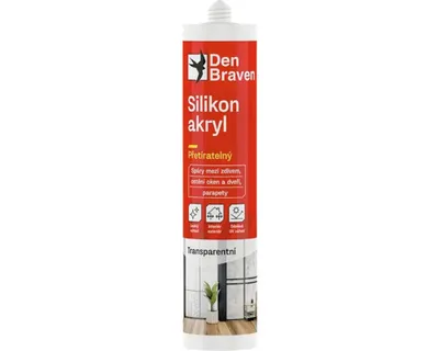 Obrázok produktu pre Silikón akrylový tmel DEN BRAVEN 280 ml transparentný