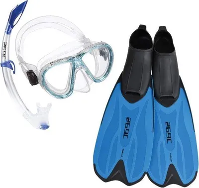 Image de Kit masque, tuba et palmes bleu, taille 28/30