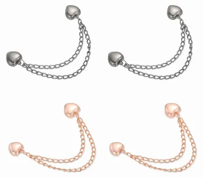 Productafbeelding van 4 magnetische kledingclips hartjesvorm zwart/roségoud