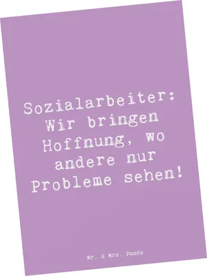 Produktbild von Mr. & Mrs. Panda Postkarte Spruch Sozialarbeiterin Hoffnungsträger - Lavendeltraum - Geschenk, Berufsliebe, Ansichtskarte, Ansichtskarten, Grußkarte, liebevoll gestaltet