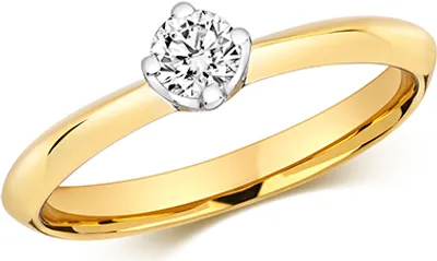 Produktbild von Funkelndes Feuer 18 Karat (750) Gold Solitär Verlobung Diamant Damenring Brillant-Schliff 0.25 Karat GH - SI2, 51 (16.2); TRS3221518KYRSL