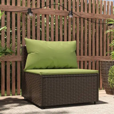 Produktbild von vidaXL Garten-Mittelsofa mit Kissen Braun Poly Rattan