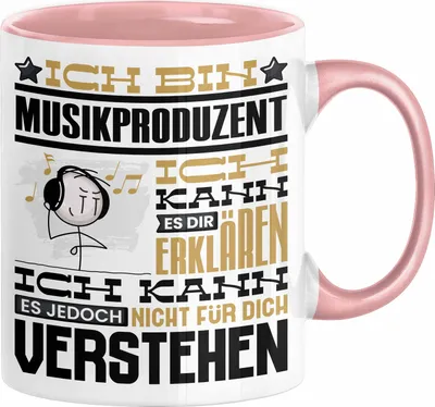 Produktbild von Musikproduzent Geschenk Kaffee-Tasse Geschenkidee für Musikproduzent Ich Bin Musikproduzent Ich Kann Es Dir Erklären Jedoch Nicht Für Dich Verstehen Spruch Lustig (Rosa)