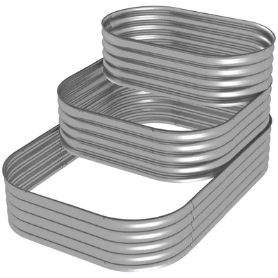 Produktbild von Outsunny Hochbeet aus Metall, 3-stufig Pflanzkasten, DIY Blumenkasten für Garten