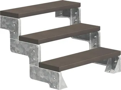 Produktbild von Aussentreppe Pertura Tallis ohne Geländer 3 Steigungen Trimax 100 cm dunkelbraun