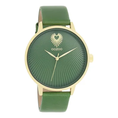 Produktbild von Oozoo Damen Lederarmband Uhr Timepieces grün Analog Quarzuhr UOC11344