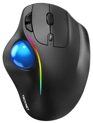 Zdjęcie produktu dla Mysz trackball bezprzewodowa, ergonomiczna, Bluetooth, 3 urządzenia, niebieska