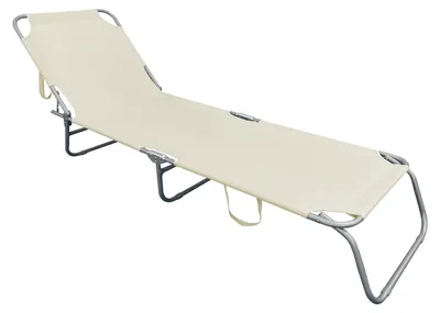 3-Bein Gartenliege Campingliege Beige 186x55x24cm