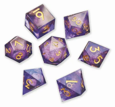 Produktbild von Lapi Toys DnD Würfelset Liquid Core Pink Bloom – 7 polyedrische RPG Würfel aus Resin – Rosa