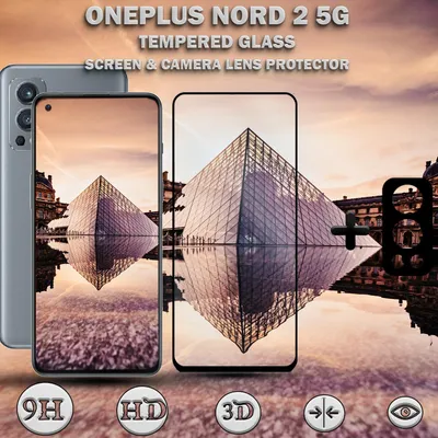 Produktbild von 1-Pack OnePlus Nord 2 5G Displayschutzfolie & 1-Pack Kameraschutz - Gehärtetes Glas 9H - Super Qualität 3D