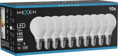 Obrázok produktu pre Mexen Nova 10x LED žiarovka E14, G45, 1W, neutrálna - 4000K, 105 lm - L101-E14-0140-01x10