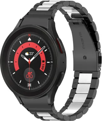 Produktbild von Strap-it Gliederarmband - Kompatibel mit Samsung Galaxy Watch 5 Pro Armband Ersatzarmband Edelstahl - Faltschließe - Hochwertiges Material - für Samsung Galaxy Armband Silber