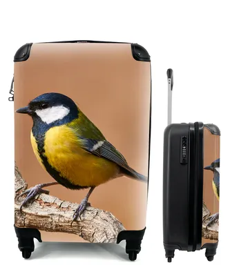 Produktbild von MuchoWow® Koffer Handgepäck Trolley Rollkoffer Kleine Reisekoffer mit 4 Rollen - Vogel - Kohlmeise - Zweige - Cabin Size < 55x40x23 cm & 55x40x20 cm - Fotokoffer - Kabinenkoffer - Boardgepäck - Reise-Box - Reisekoffer - Reisegepäck - Koffer mit Bild - Trolley für Kinder
