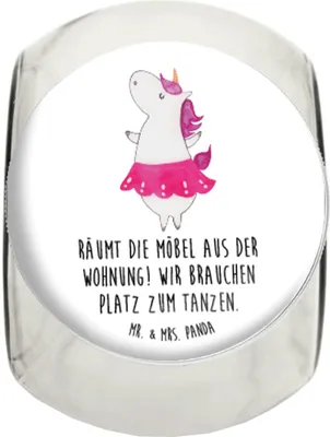 Produktbild von Mr. & Mrs. Panda Bonboniere Einhorn Ballerina L 870ml - Weiß - Geschenk, Wohnung, Lebensfreude, Bonbonglas, Aufbewahrungsdose, Teedose, Kaffeedose, Einhörner, Vorratsdose