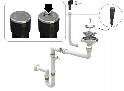 Produktbild von Automatischer Siphon Für Die Wandmontage 1 Push-Up-Fach