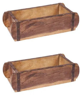 Obrázok produktu pre sada 2 vintage drevených debien Drevený podnos z regenerovaného dreva