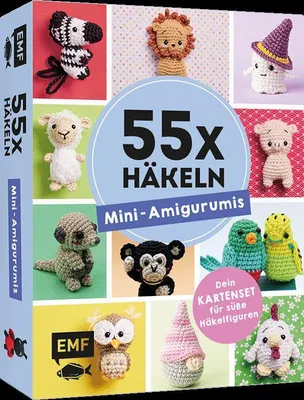 Produktbild von 55 x häkeln - Mini-Amigurumis: Dein Kartenset von Wellensittich bis Wichtel