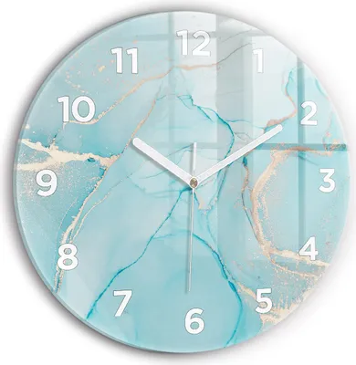 Produktbild von Wallfluent Wanduhr – Stilles Quarzuhrwerk - Uhr Dekoration Wohnzimmer Schlafzimmer Küche - Zifferblatt - weiße Zeiger - 30 cm - Dekorativer Marmor