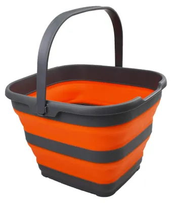 Klappbarer Eimer 10 L rechteckig Grau/Orange