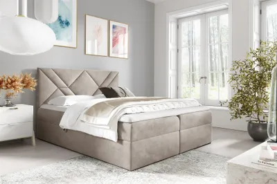 Produktbild von Boxspringbett Schlafzimmerbett 160x200cm LAZARO Nr.6 Ecru inkl. Bettkasten