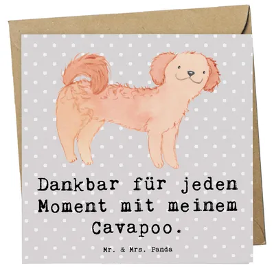 Produktbild von Mr. & Mrs. Panda Grußkarte Cavapoo Moment - Grau Pastell - Geschenk, anlasskarte, Cavoodle, faltkarte, Glückwunschkarte, doppelkarte, Klappkarte