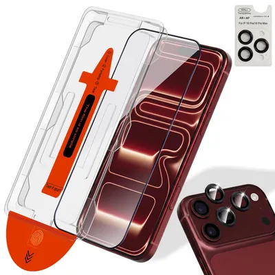 Zdjęcie produktu dla 1-pak iPhone 18 Pro Szkło ochronne na ekran & 1-pak ochrona obiektywu - Szkło hartowane | [Automatyczna instalacja] - Bez bąbelków