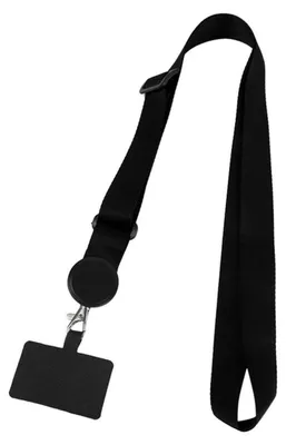 Zdjęcie produktu dla Łańcuszek do telefonu komórkowego uniwersalny pasek na szyję do etui na telefon komórkowy smartfon nylon, kolor: czarny