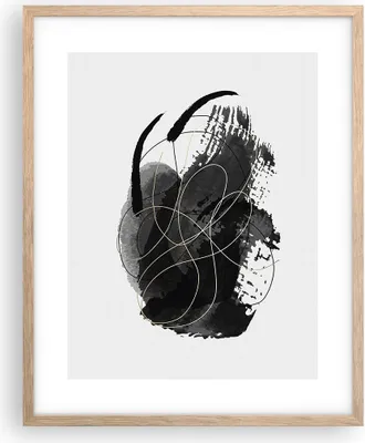 Produktbild von Gerahmtes Poster - Rahmen in heller Eiche - Abstraktion Schwarz Flecken - 40x50 cm - Wand Bild - Wanddeko - Wandbilder - Kunstposter - Wandposter - Bilderrahmen - Bilder - Kunstdruck - P2NPA40x50-4368
