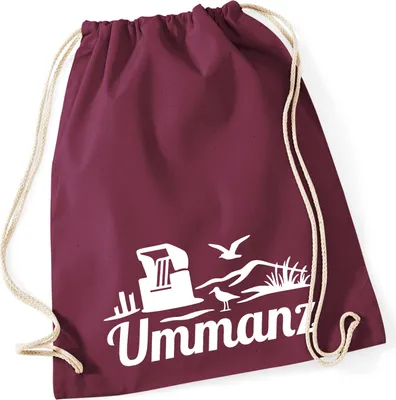 Produktbild von Huuraa Turnbeutel Ummanz Strandmotiv 12 Liter Burgundy Baumwolle Rucksack Geschenkidee