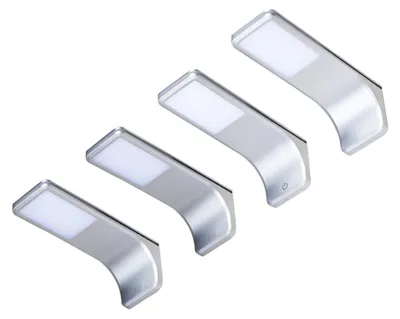 Produktbild von kalb | LED Unterbauleuchte, flach dimmbar mit Touch-Schalter, silbergrau 4er Set warmweiß