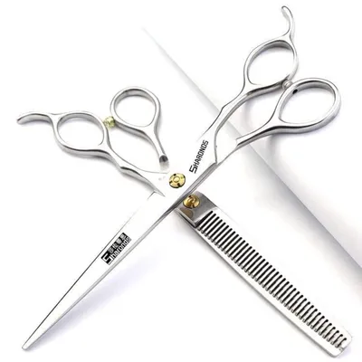 Immagine prodotto di Set professionale per taglio capelli, acciaio inossidabile, forbici da parrucchiere da 6,5/7/7,5 pollici, colore argento