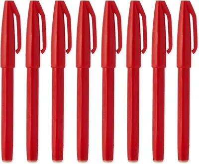Productafbeelding van Pentel Sign Pen - Set van 8 - Viltstift - 2 mm punt - 1 mm lijndikte - (rood)