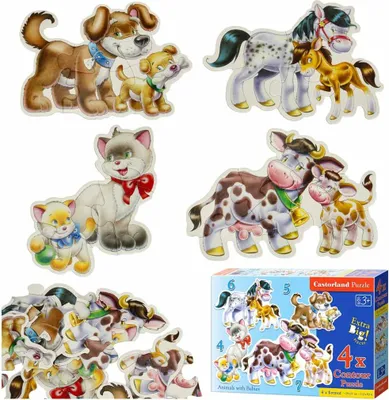 Zdjęcie produktu dla Castorland Puzzle 4w1 - Zwierzęta i Ich Dzieci