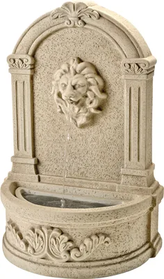 Produktbild von Brunnen mit Löwenkopf - Wand- und Standbrunnen - GRC Beton - H: 54cm - Außen - natur