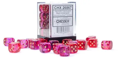 Immagine prodotto di Set di dadi Chessex Gemini D6 12 mm rosso-viola trasparente oro, 36 pezzi