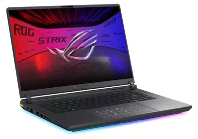 Image de ASUS ROG Strix G16 G615LW-U9R321W, modèle Ultra 9 290HX, écran 16,0 pouces 2,5K, taux de rafraîchissement 300Hz, dalle IPS de qualité, traitement anti-reflet, 32 Go de RAM DDR5 5600, SSD 1 To, carte graphique GeForce RTX 5080 16 Go, port LAN, WiFi 7, Bluetooth, webcam 1080p avec infrarouge, batterie 90 Wh, système d'exploitation Windows 11, couleur gris anthracite (Aluminum Eclipse Gray)