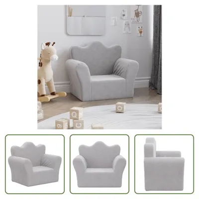 Produktbild von The Living Store Kindersofa Hellgrau Weich Plüsch