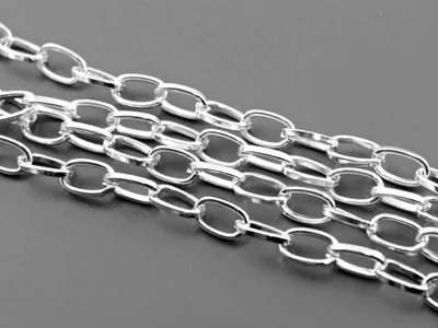 Produktbild von Vintageparts 2 m ovale Gliederkette silberfarben 6,8x4 mm
