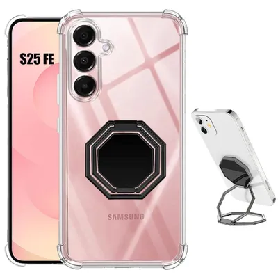 Image de Coque pour Samsung Galaxy S25 FE, Protection Silicone Transparent Antichoc avec Support Ajustable