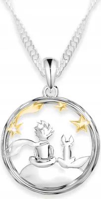 Produktbild von Halskette Silber Der kleine Prinz Fuchs Mond Sterne Vergoldet SILBER 925