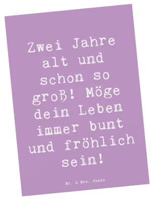 Produktbild von Mr. & Mrs. Panda Ansichtskarte Spruch 2. Geburtstag - Lavendeltraum - Geschenk, Kunstkarten, Postkarten, Geburtstagsdeko, liebe Grüße, Happy Birthday, Postkarte, zweiter