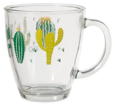 Produktbild von 6er-Set Glasbecher mit Kaktusdekor cc380