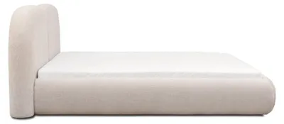 Produktbild von Beiges Schlafzimmer Doppelbett RundesTextil Kopfteil Polsterbetten Neu